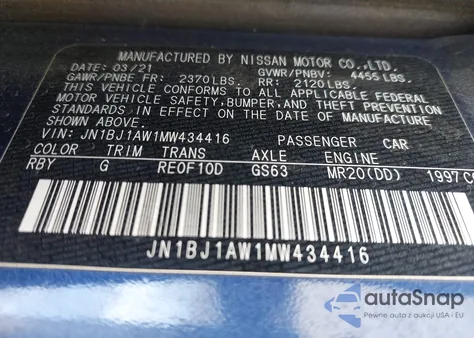 2021 Nissan Rogue Sport S Awd Xtronic Cvt z USA, uszkodzony, nr VIN JN1BJ1AW1MW434416